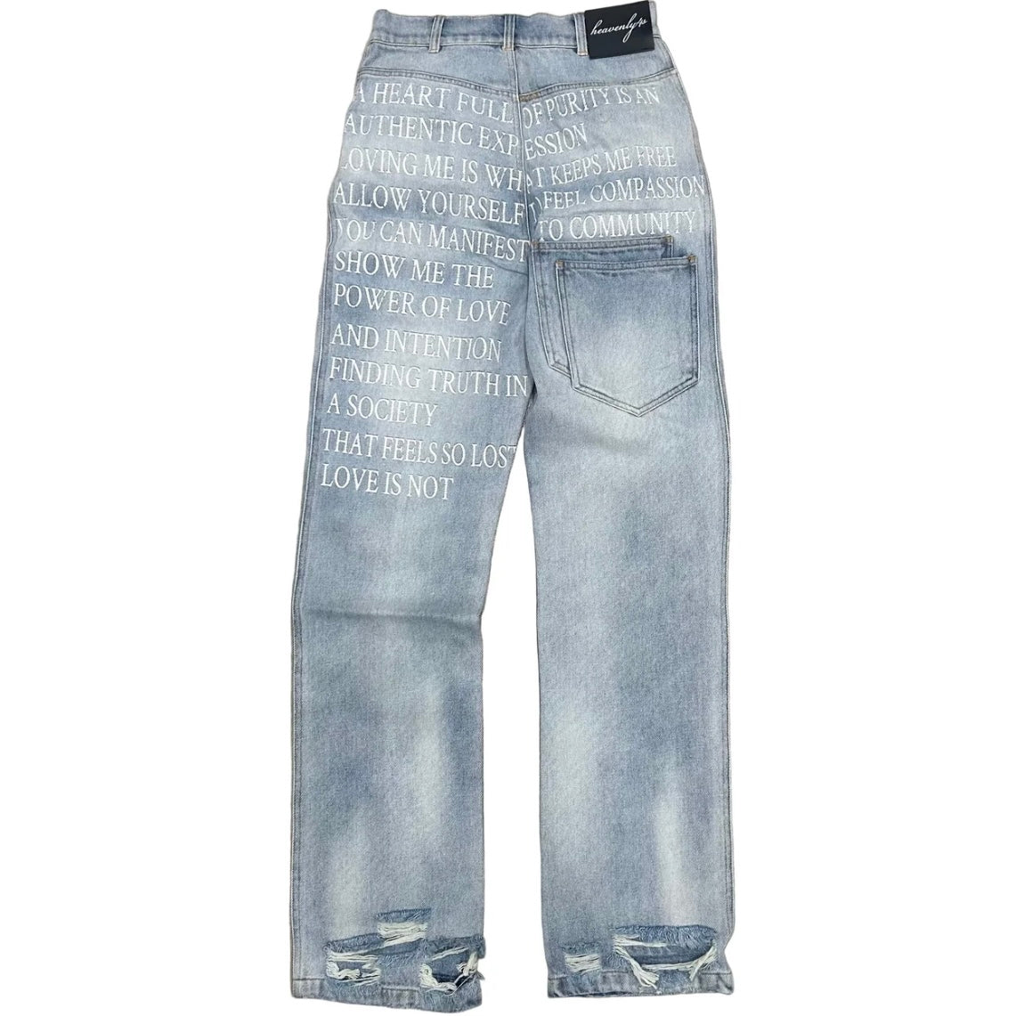 HEAVENLY4S LIGHT WASH DISTRESSED JEANS